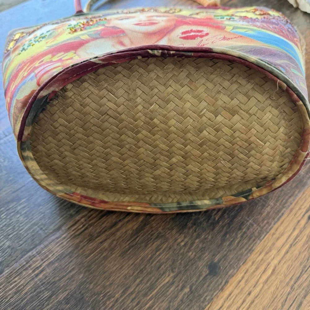 Vintage Hawaii Straw Bucket Bag Marilyn Monroe Beach Tote Purse Ashley M